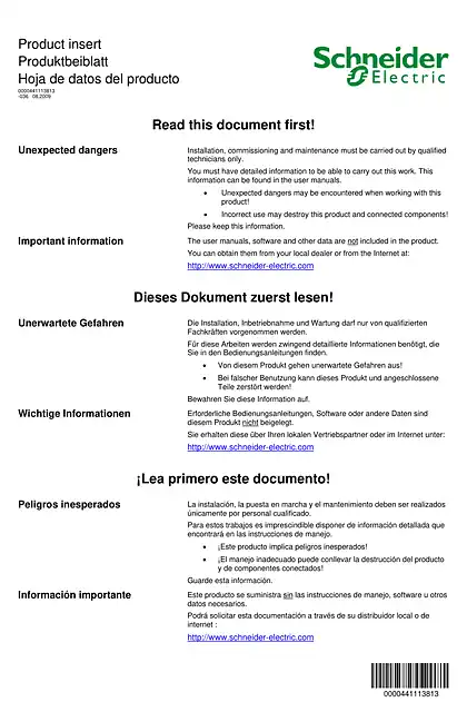 schneider施耐德Product Insert